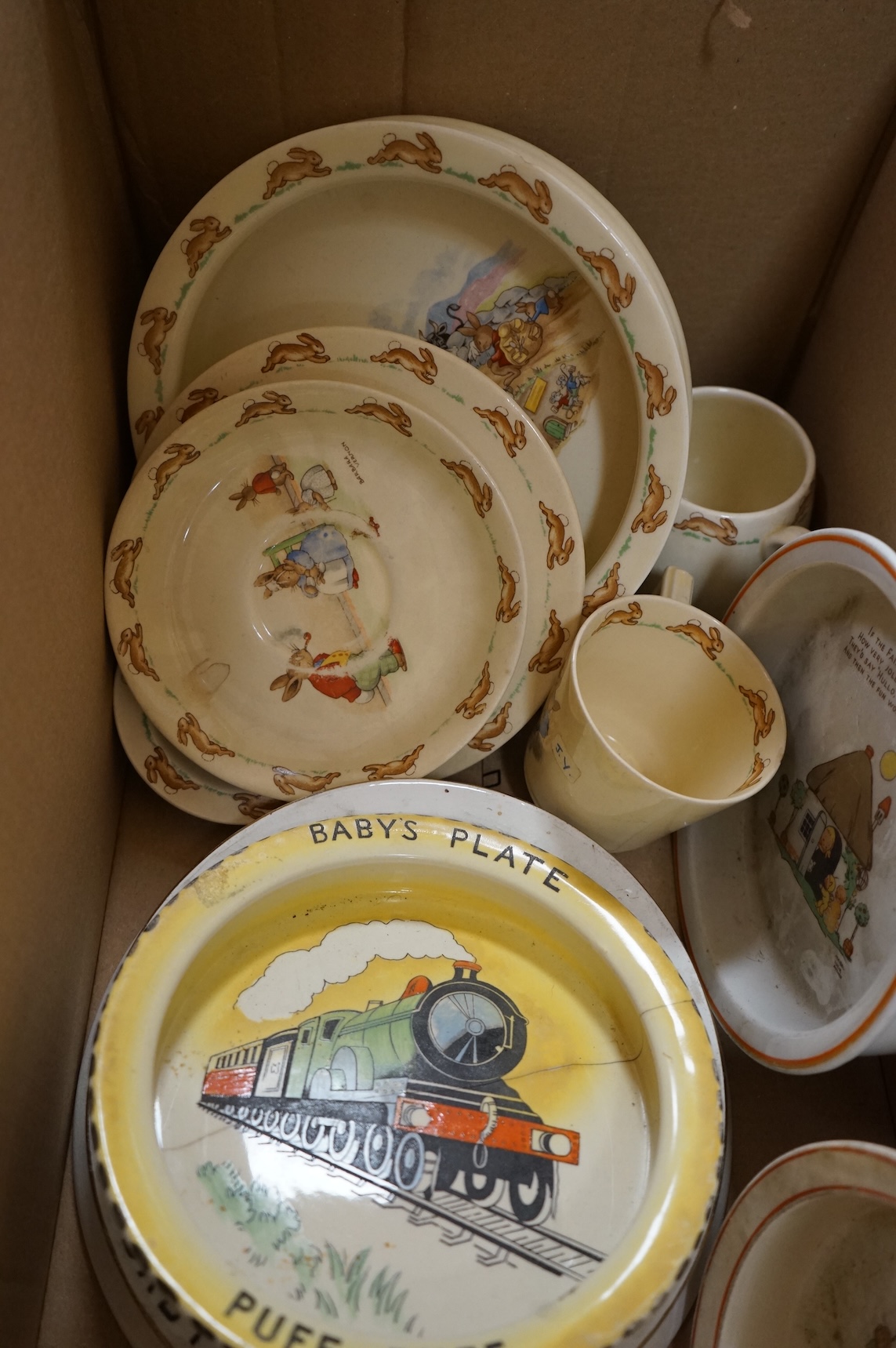 A collection of mixed nursery china from the 1930’s to 70’s, including Mabel Lucy Attwell and Bunnykins etc